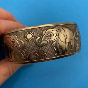 Elephant Cuff Adjustable Bangle Bracelet Boho Tribal Style